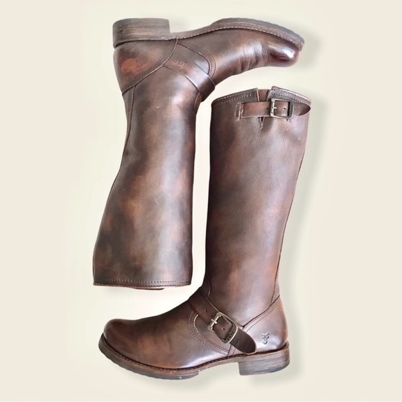 SALE FRYE Veronica Slouch Brown Leather Engineer Boots- LK NEW - Picture 12 of 14